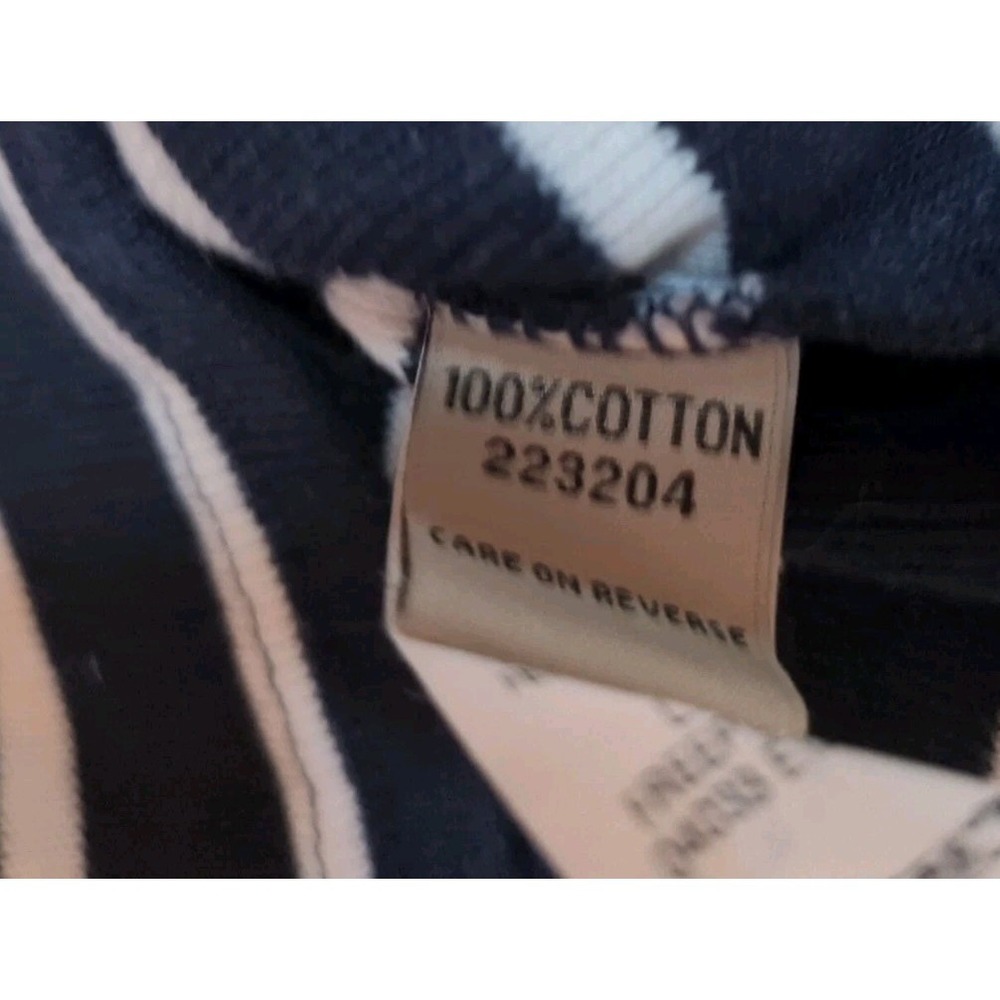 LL Bean AZ M Preppy 100% Cotton Knit Quarter Zip Pullover 🔵 Striped 🤍 Nautical - Picture 9 of 9